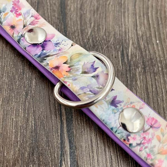 Amongst the Wildflowers Printed Purple Dog Collar