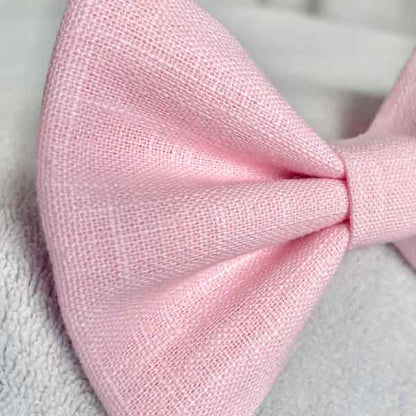 Baby Pink Linen Dog Bow Tie