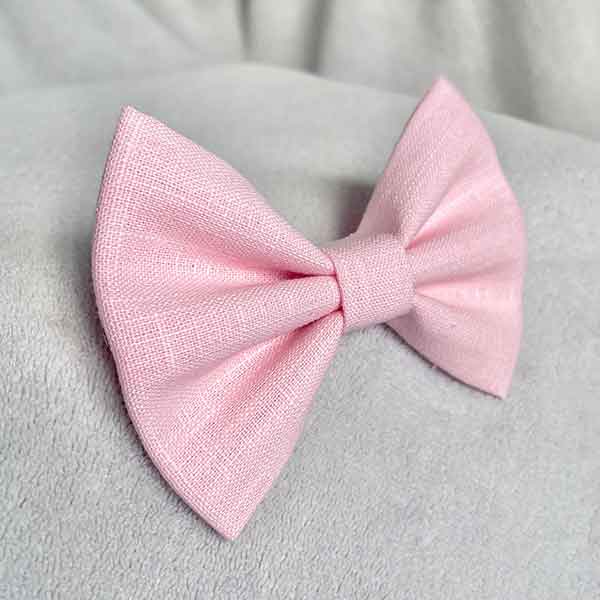 Baby Pink Linen Dog Bow Tie