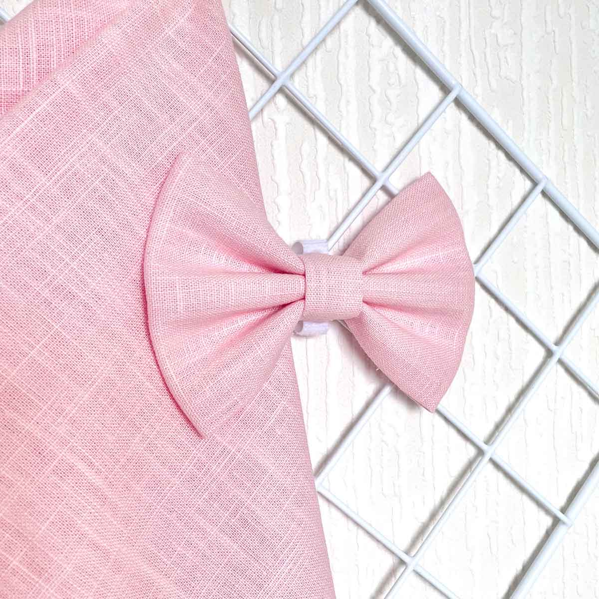 Baby Pink Linen Dog Bow Tie