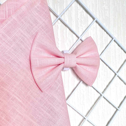 Baby Pink Linen Dog Bow Tie