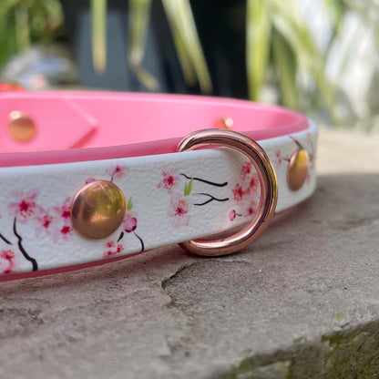 Blooming Blossom Printed Pink Dog Collar