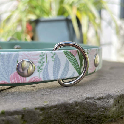 By The Riverside Printed Sage Green Dog Collar