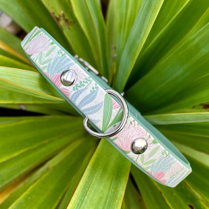 By The Riverside Printed Sage Green Dog Collar