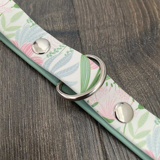 By The Riverside Printed Sage Green Dog Collar