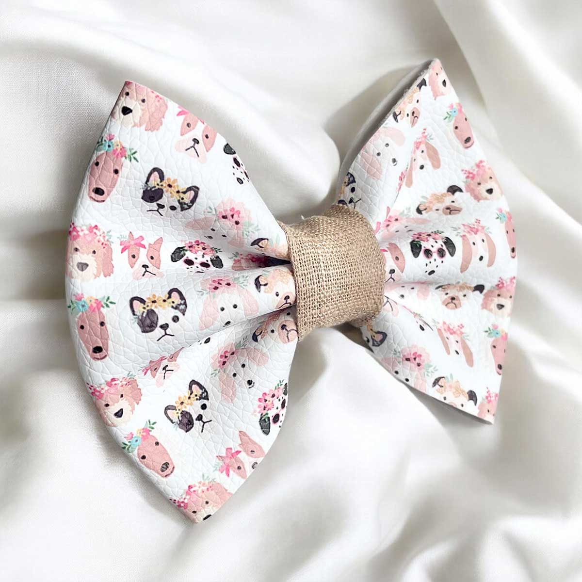 Dogs of Spring Leatherette Dog Bow Tie