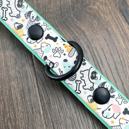 Doodle Dogs Printed Mint Green Dog Collar