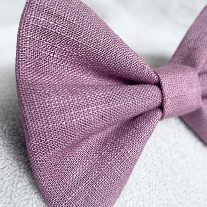 Elderberry Lilac Linen Dog Bow Tie