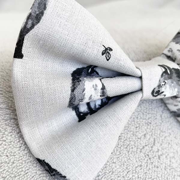 Flora Fox Grey Dog Bow Tie