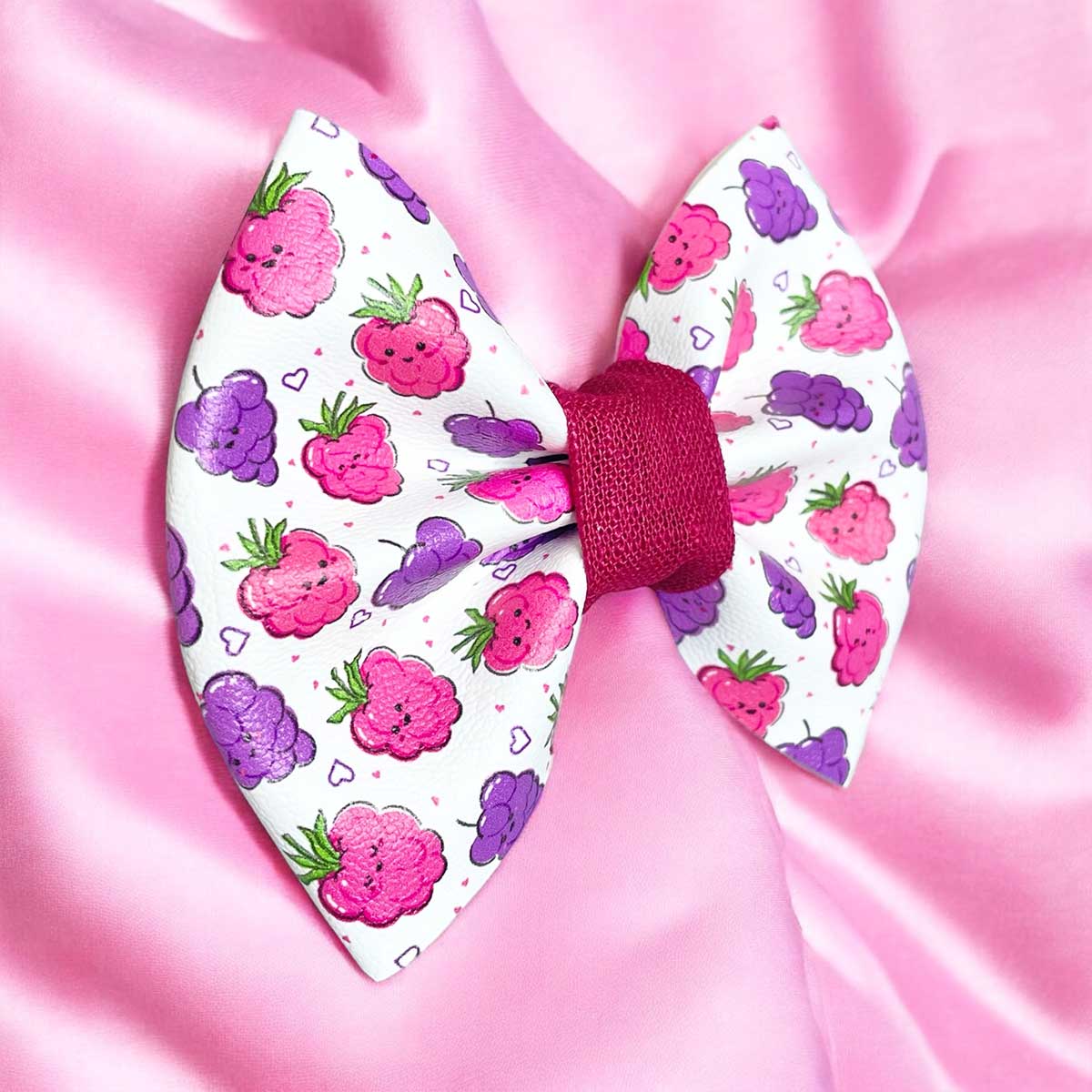 Grapeful Berries Leatherette Dog Bow Tie