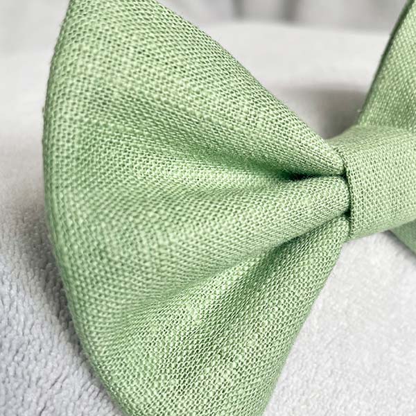 Green Tea Linen Dog Bow Tie