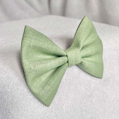 Green Tea Linen Dog Bow Tie