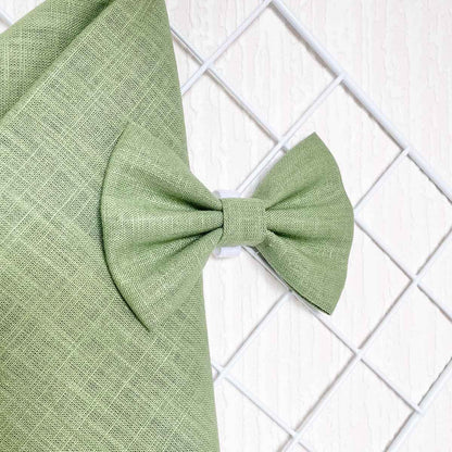 Green Tea Linen Dog Bow Tie