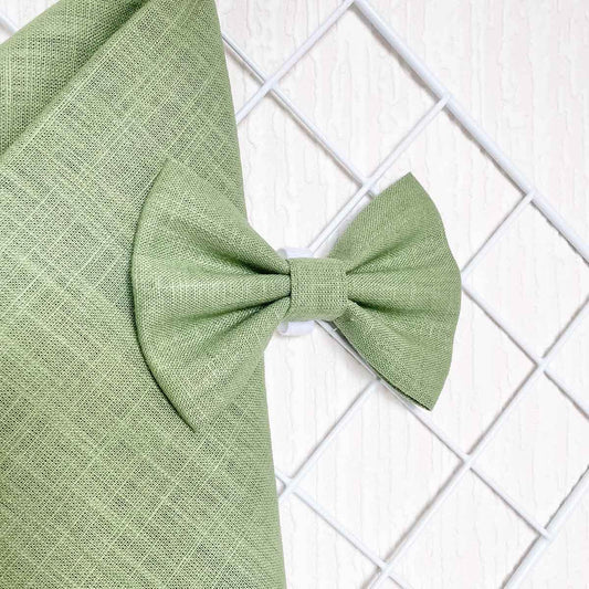 Green Tea Linen Dog Bow Tie