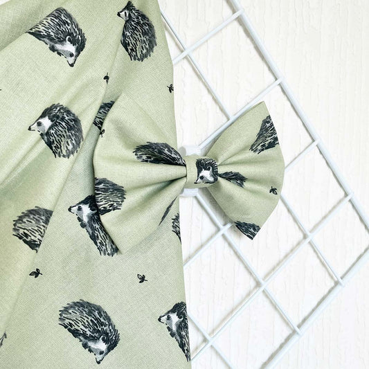 Harriet Hedgehog Green Dog Bow Tie