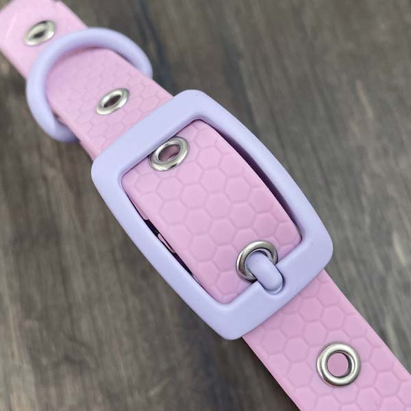 Lilac Pastel Hex Waterproof Dog Collar