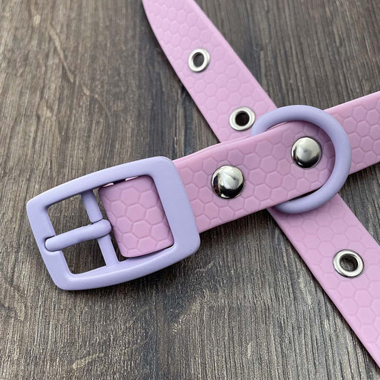 Lilac Pastel Hex Waterproof Dog Collar