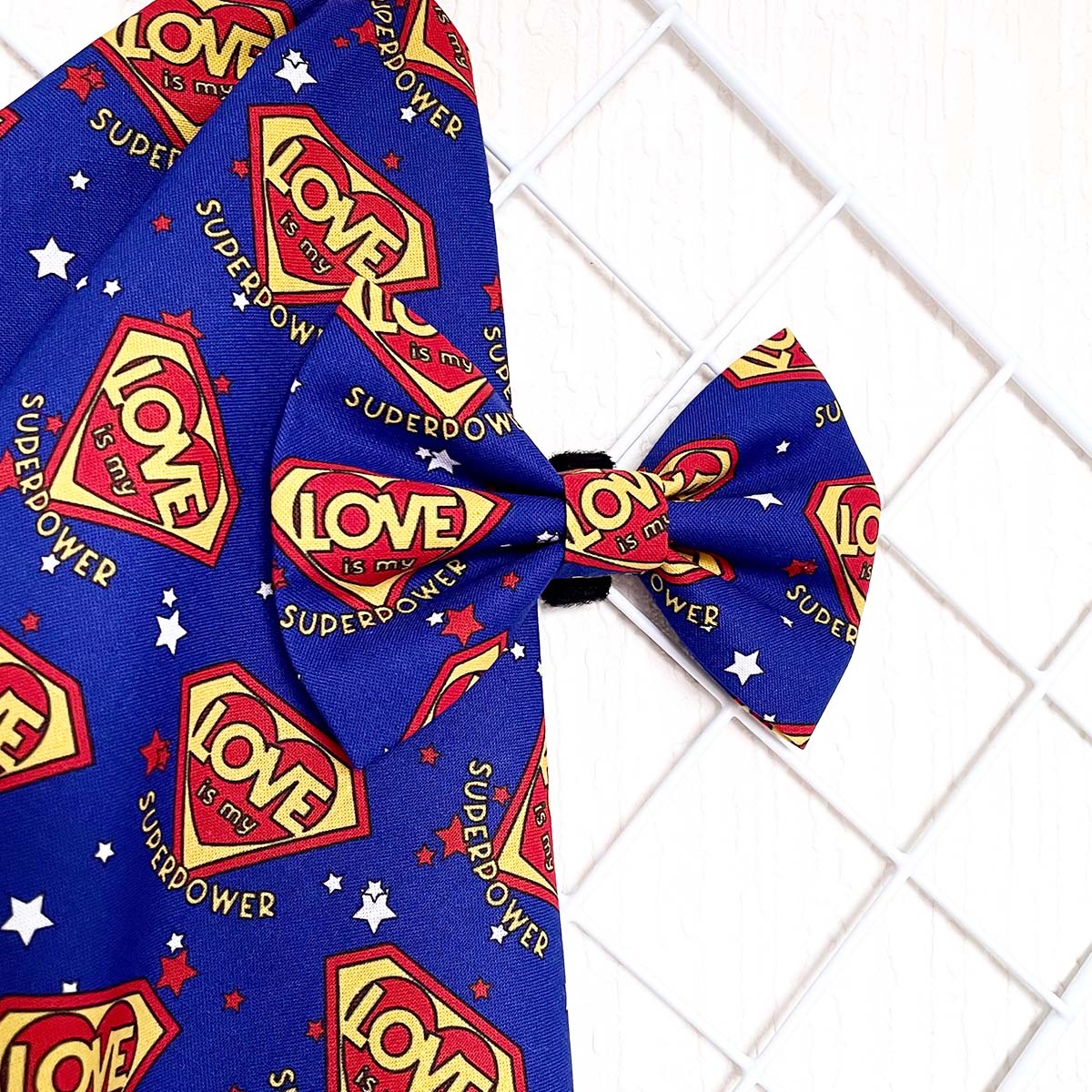 Love Is My Superpower Dog Bow Tie