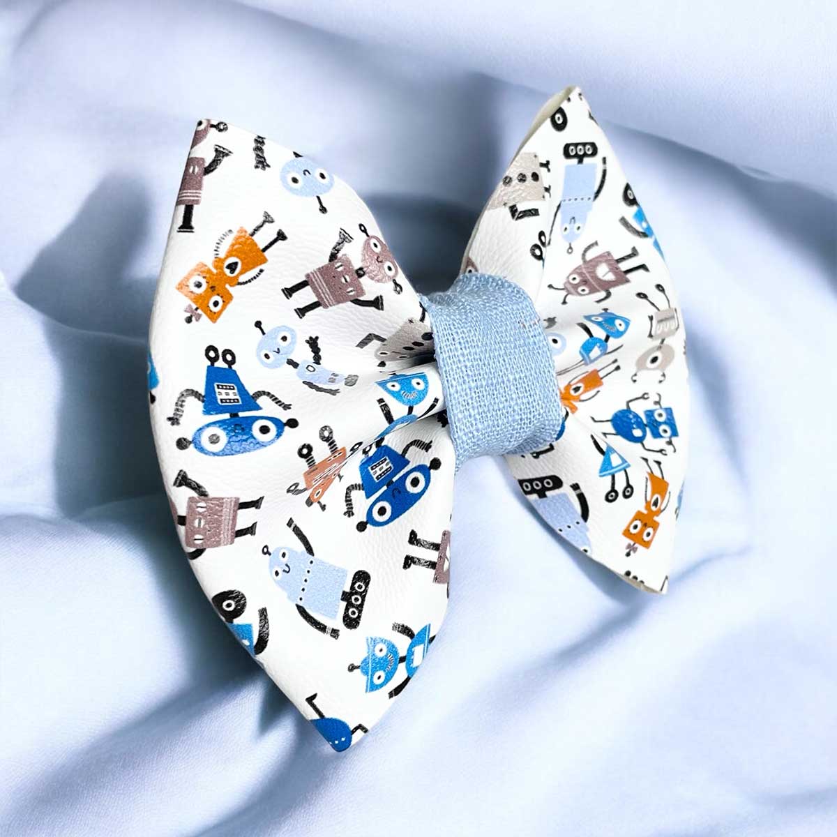 Mr Edbots Robots Leatherette Dog Bow Tie