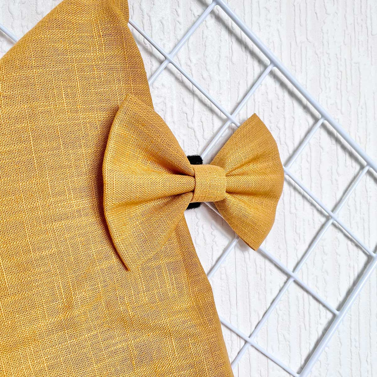 Mustard Linen Dog Bow Tie