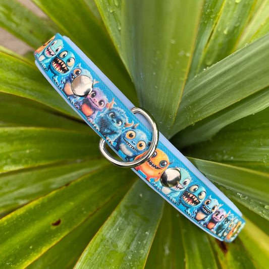 Naughty Little Monsters Patterned Dog Collar