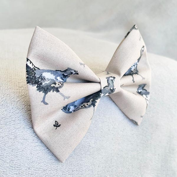 Phoebe Pheasant Beige Dog Bow Tie