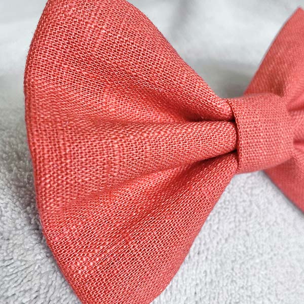 Pumpkin Orange Linen Dog Bow Tie