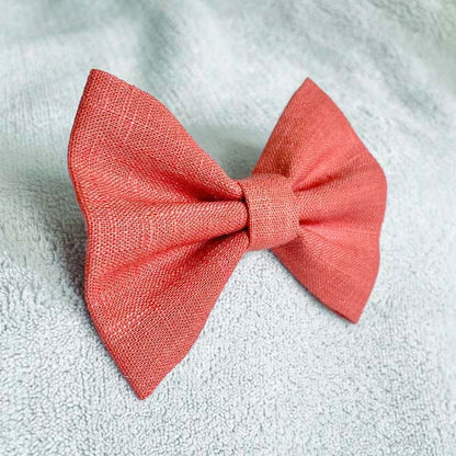 Pumpkin Orange Linen Dog Bow Tie