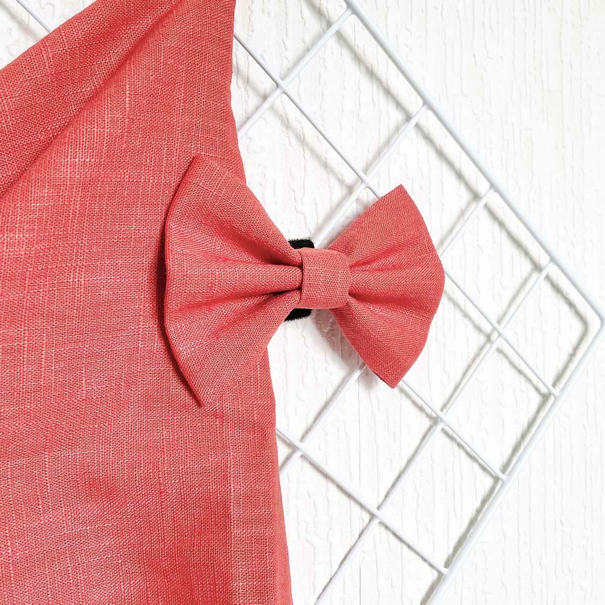 Pumpkin Orange Linen Dog Bow Tie