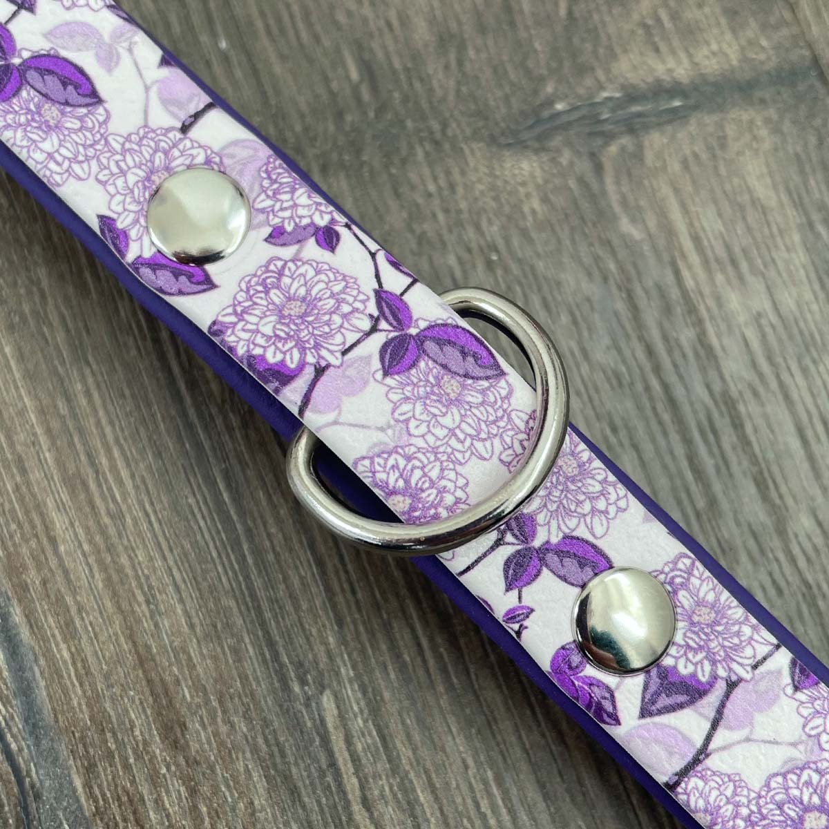 Purple Marigolds Patterned Dog Collar