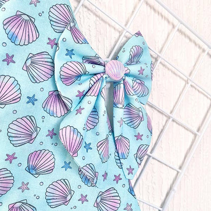 Seashells on the Seashore Dog Bow Tie and Sailor Bow