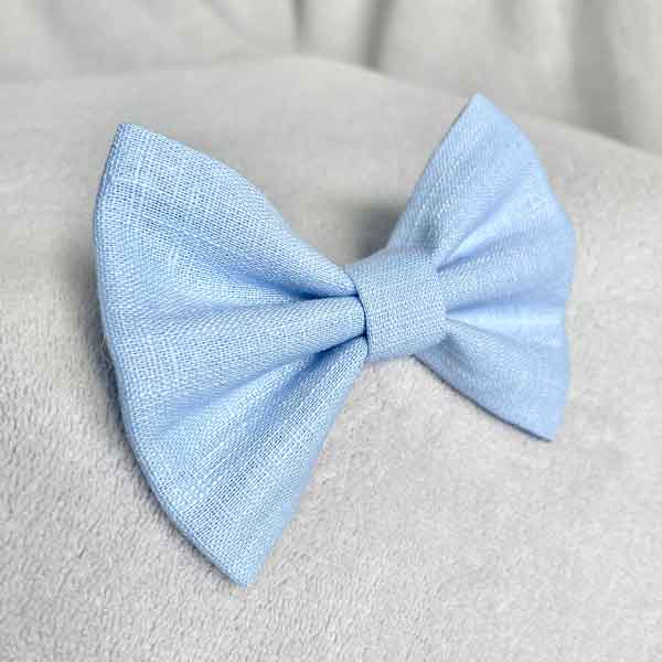 Sky Blue Linen Dog Bow Tie