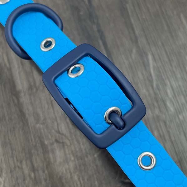 Sky Blue Pastel Hex Waterproof Dog Collar