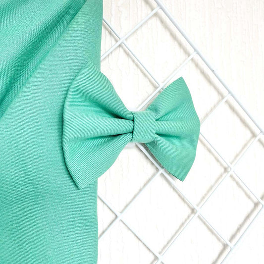 Spearmint Green Denim Dog Bow Tie