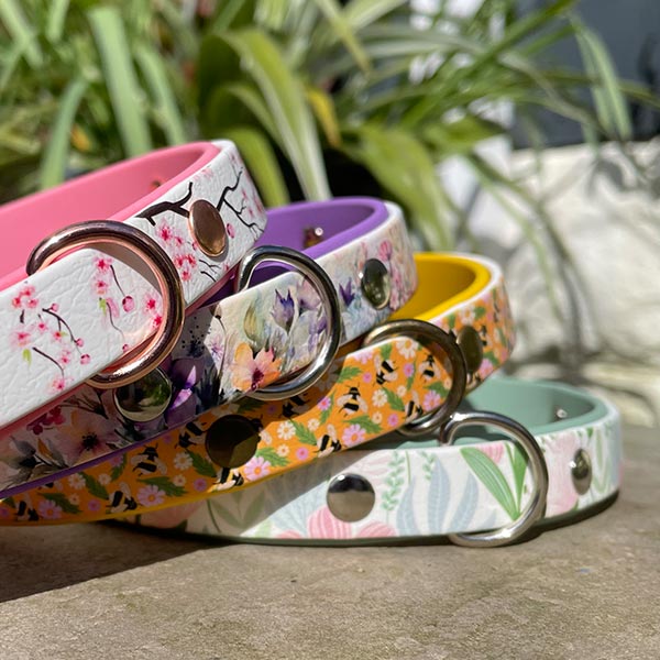 Amongst the Wildflowers Printed Purple Dog Collar