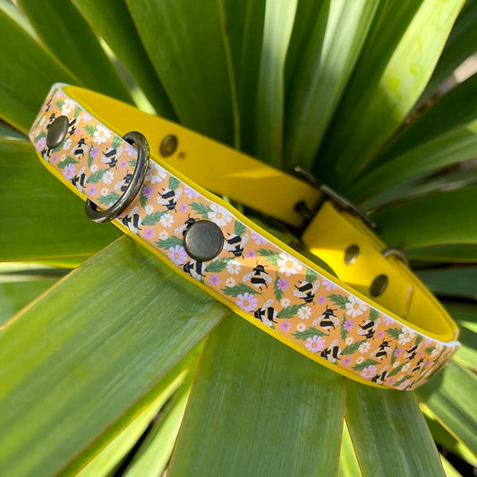 The Bees Knees Printed Yellow Dog Collar