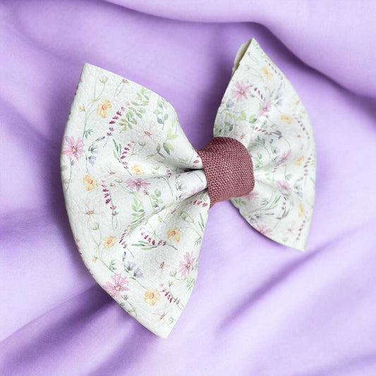 Wild Flowers Leatherette Dog Bow Tie