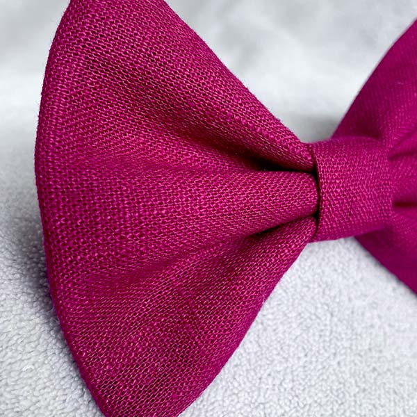 Wine Red Linen Dog Bow Tie