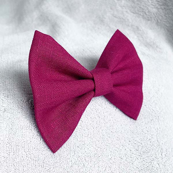 Wine Red Linen Dog Bow Tie