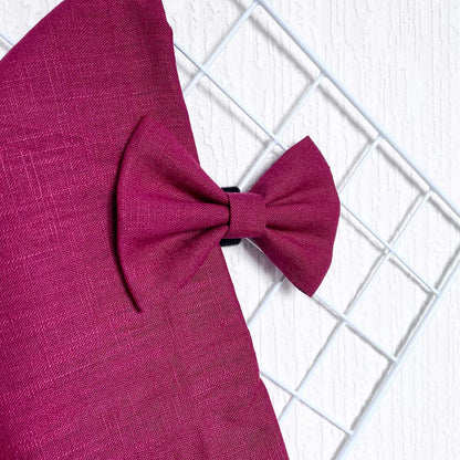 Wine Red Linen Dog Bow Tie