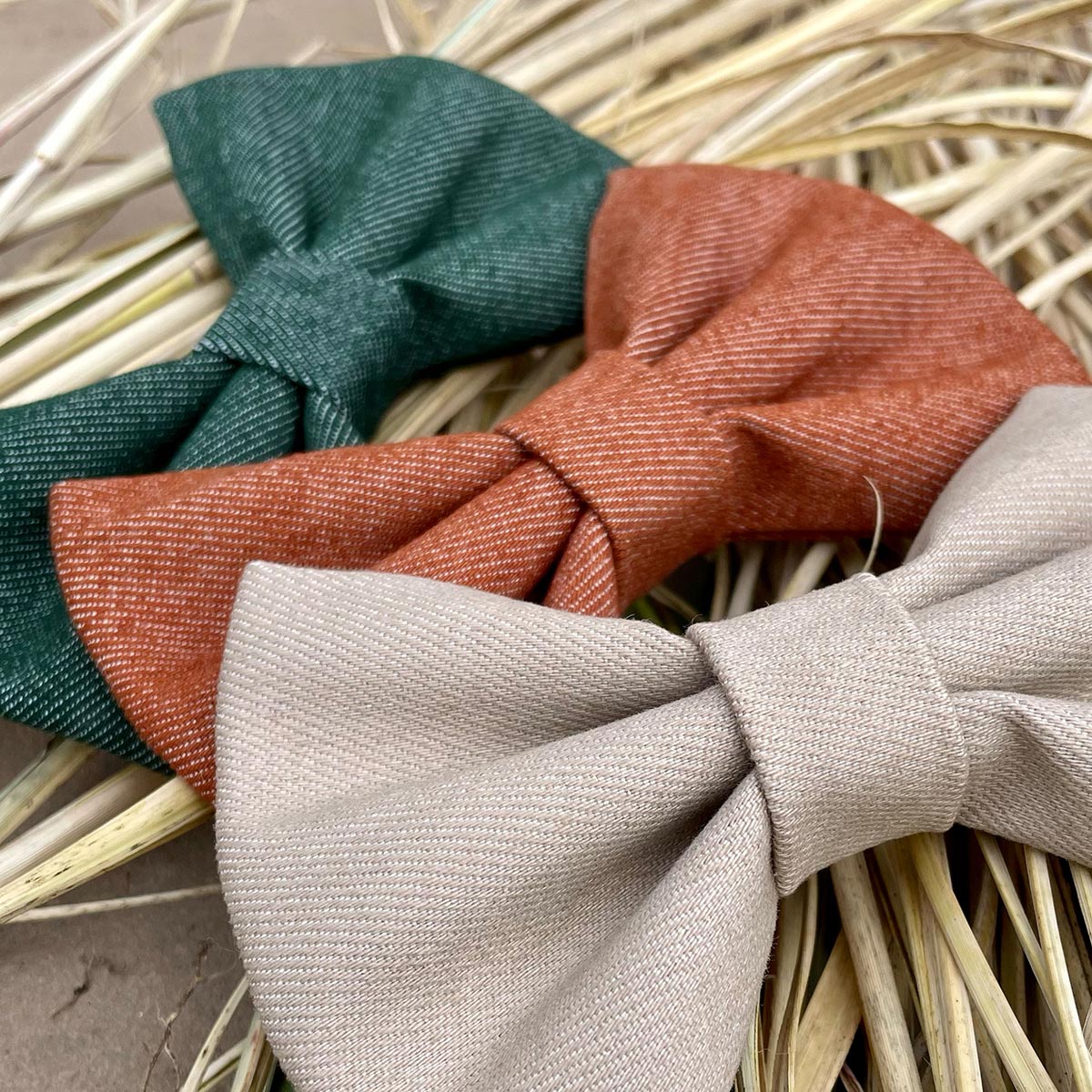 Hunter Green Denim Dog Bow Tie