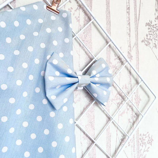 Baby Blue Polka Dot Dog Bow Tie