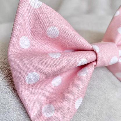 Baby Pink Polka Dot Dog Bow Tie