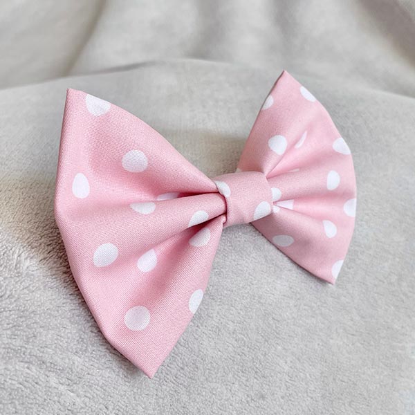 Baby Pink Polka Dot Dog Bow Tie