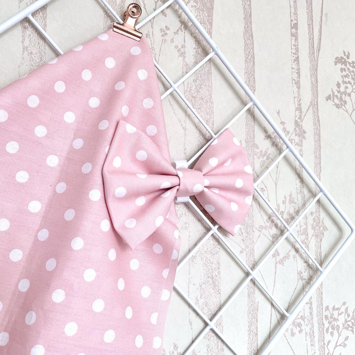 Baby Pink Polka Dot Dog Bow Tie