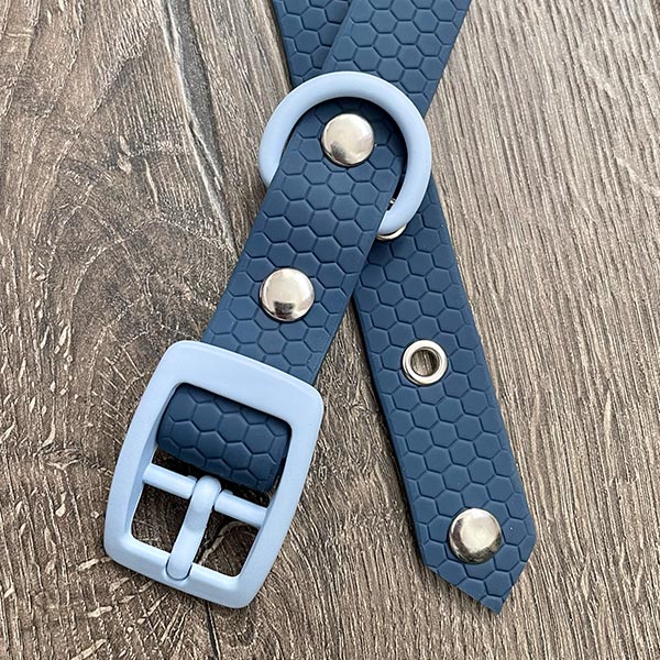 Blue Pastel Hex Waterproof Dog Collar