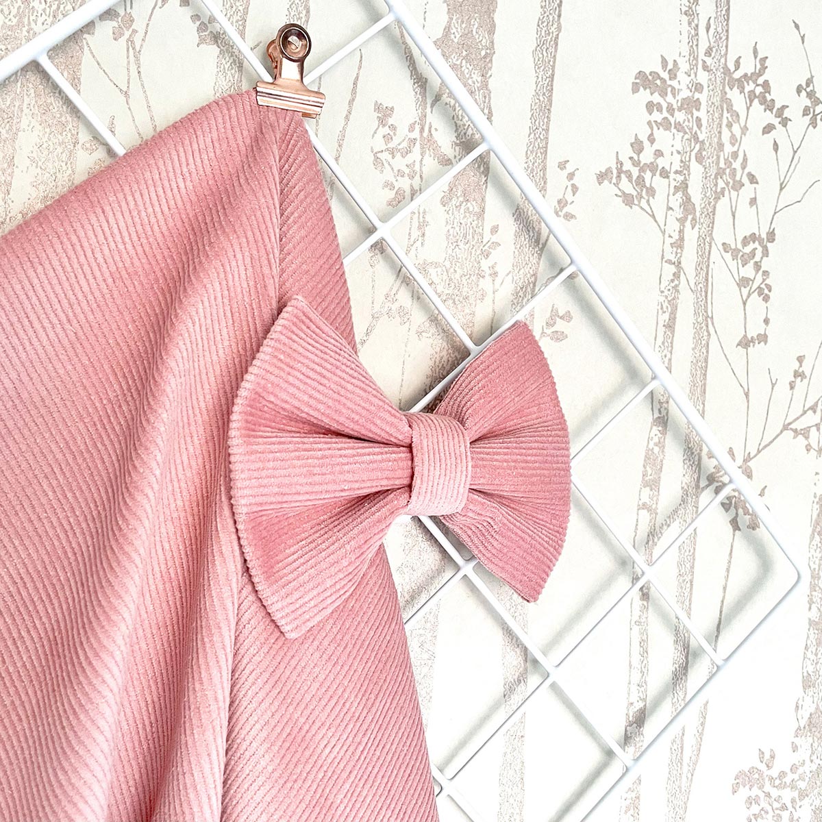 Blush Pink Corduroy Dog Bow Tie