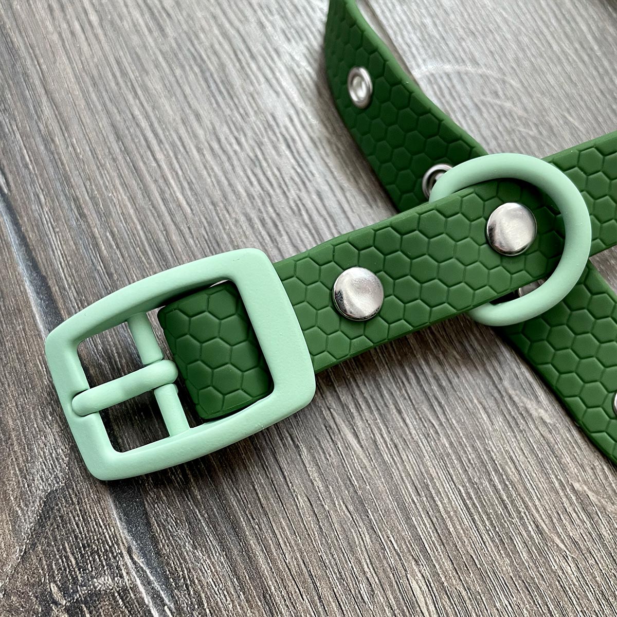 Green Pastel Hex Waterproof Dog Collar