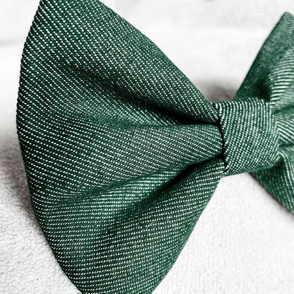 Hunter Green Denim Dog Bow Tie