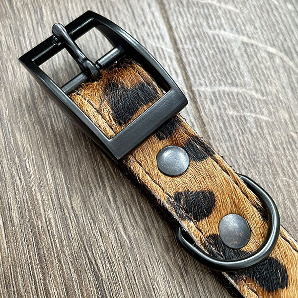 Leopard Print Leather Dog Collar